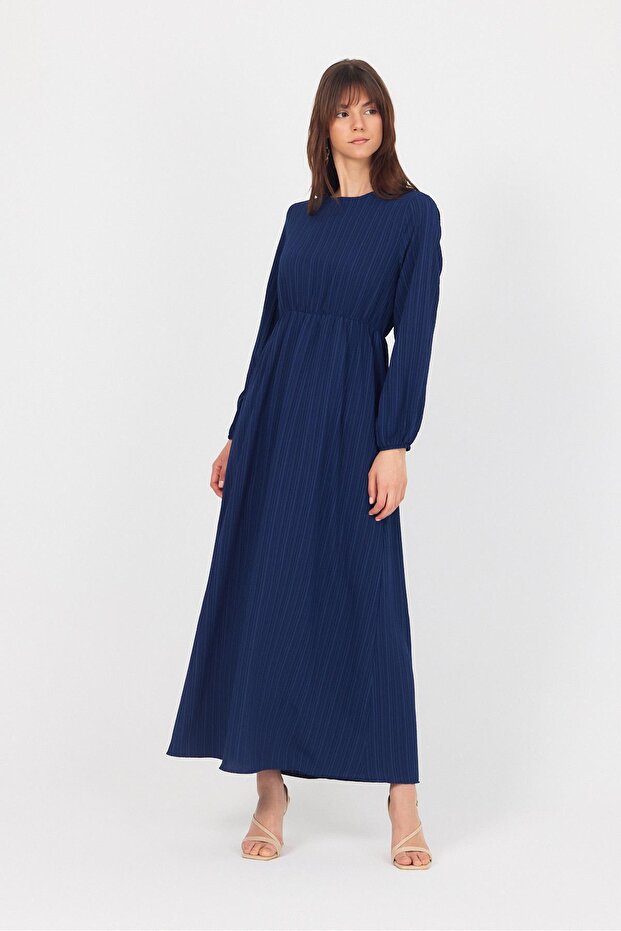 Laci Çift Kullanımlı Çıkma Yakalı Dokuma Elbise 4652A - 4