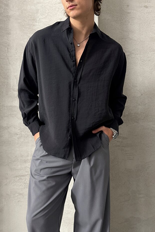 Erkek Oversize Modal Gömlek - 5