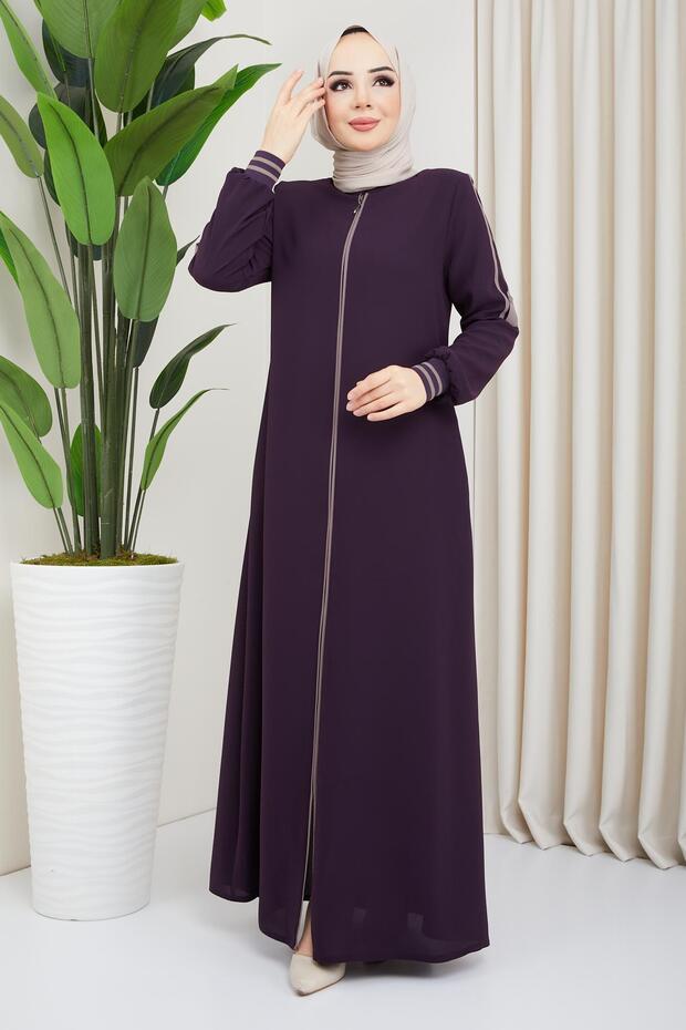 Biye Detaylı Mürdüm Ferace - 1