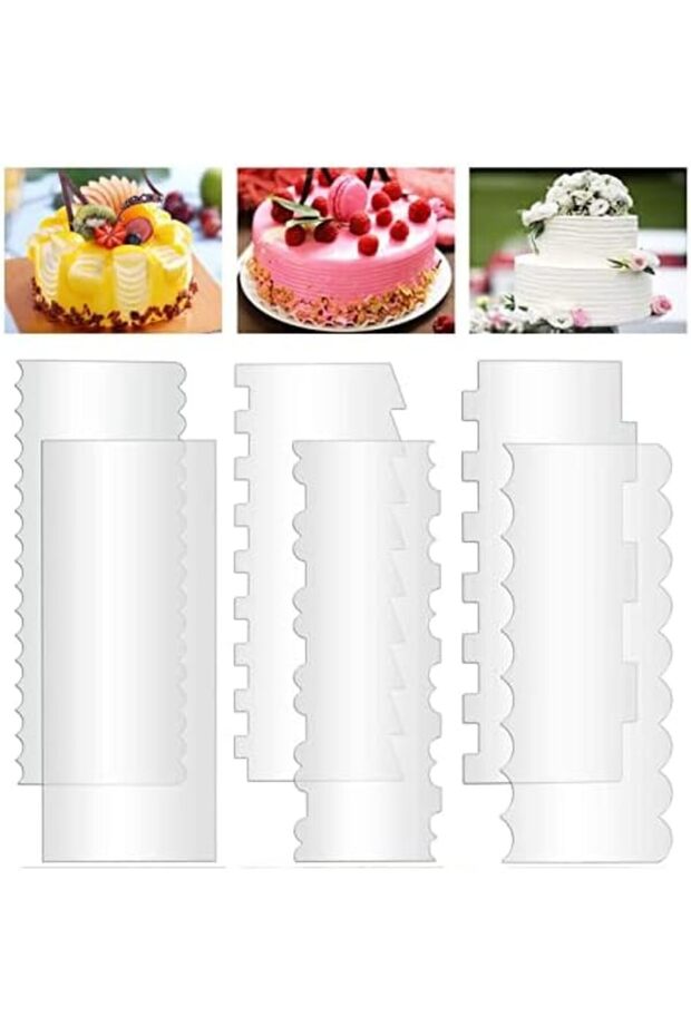 6 Pcs Clear Acrylic Cake Scraper Set, Frosting Combs & Smoothers for Cake Decorating, 9.45 Inch