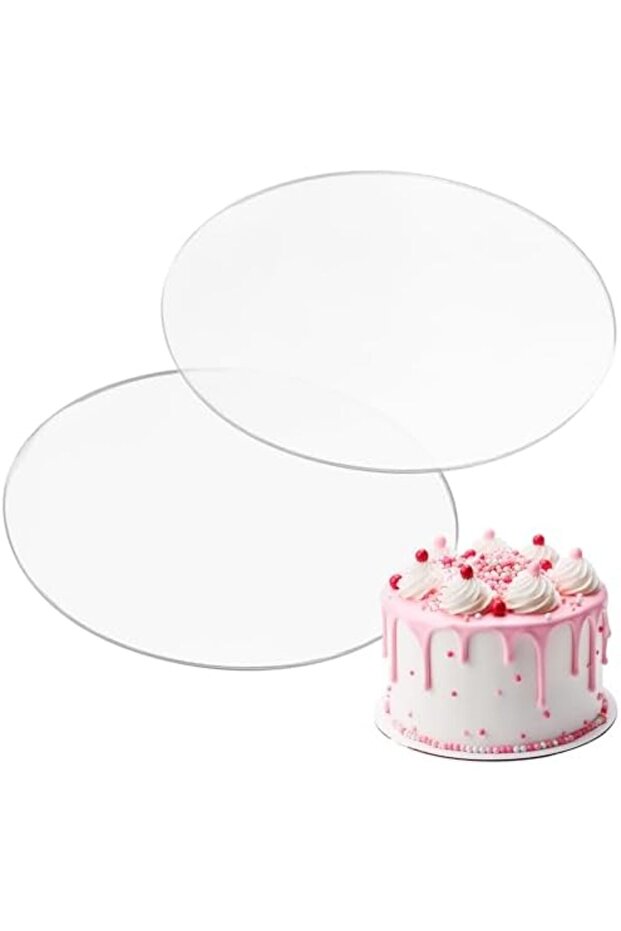 Acrylic Cake Disc, 6.25 Inch, 2 Pack - Round Cake Decorating Disc, 1/8in Thick