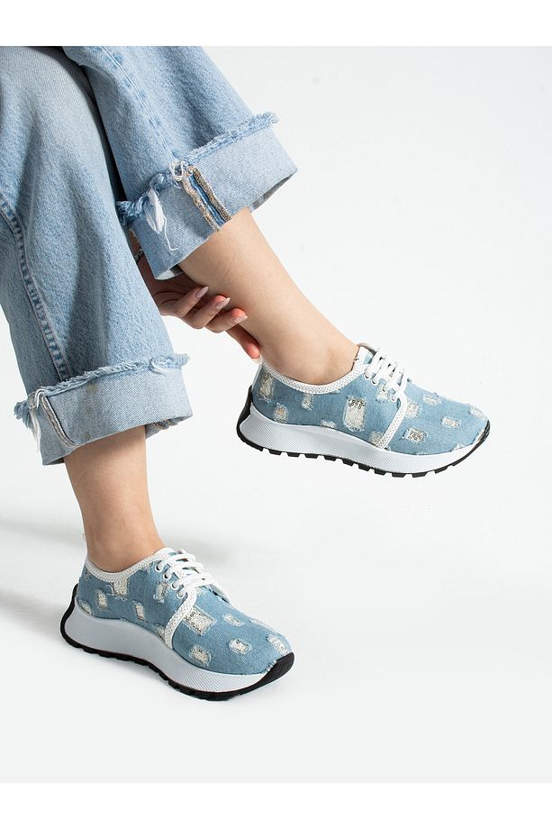 SPARK Mavi Kot Işıltılı Kadın Sneakers - 3