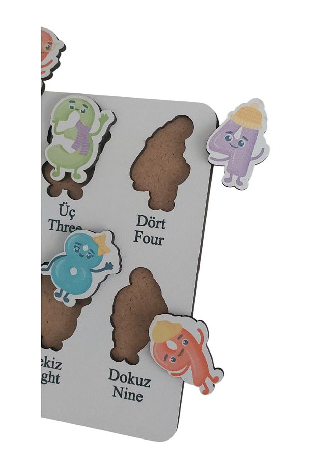 Ahşap Türkçe - İngilizce 4lü Mega Set Bultak Puzzle Sayılar Şekiller Meslekler Hayvanlar - 6