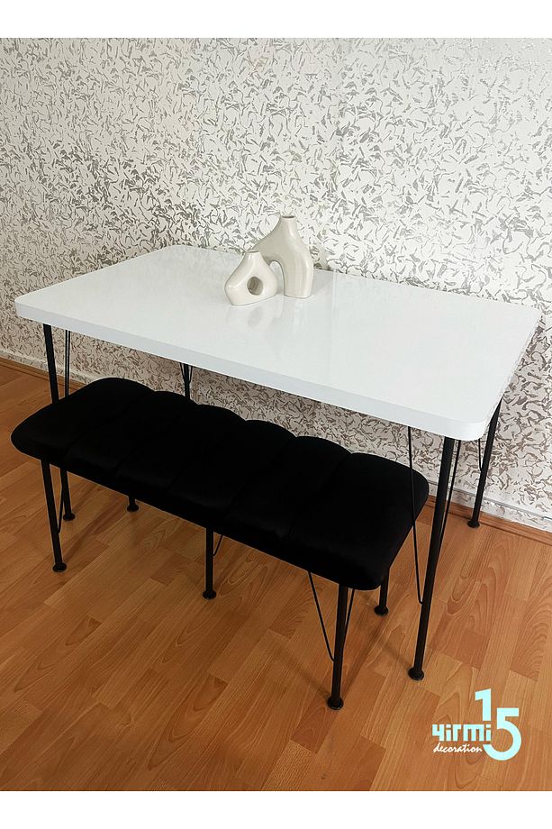 Metal Ayaklı 70x110 Cm Kalınlıklı Parlak Beyaz (TEK MASA) Eclipse Balkon -çalışma -mutfak Masası - 3