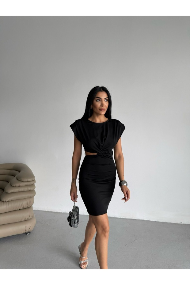 Rochie mini căptușită cu șnur - 3