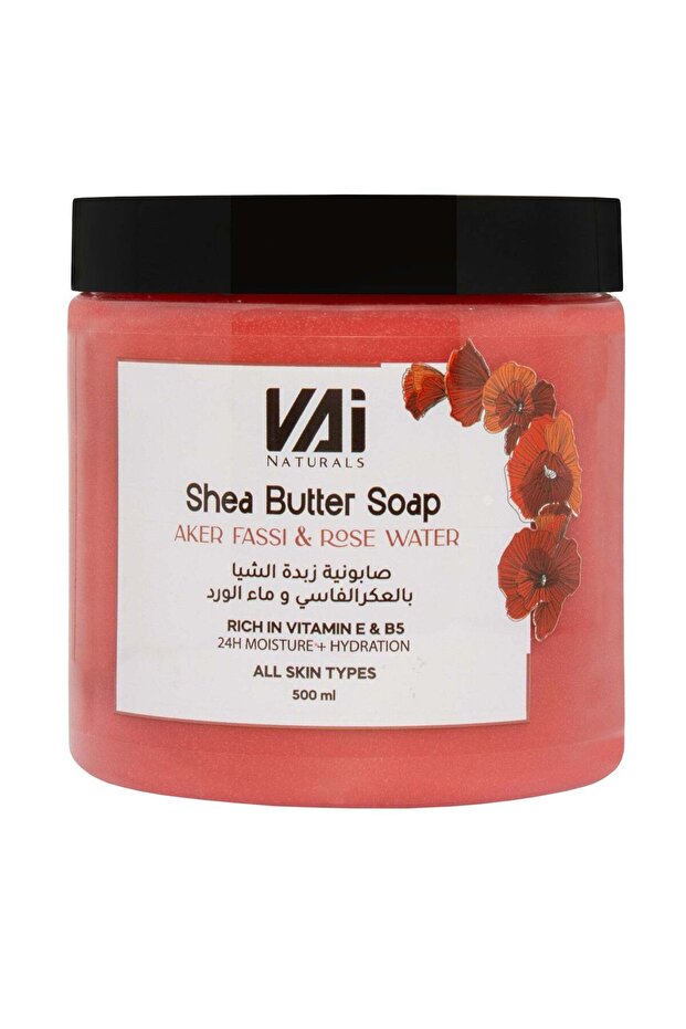 Shea Butter Soap with Aker Fassi & Rose Water – 500ml | 24H Hydration & Skin Brighten