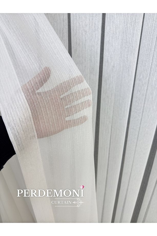 Pandaros Desen Tül Perde, 1e3 Sık Pile, Eteği Kurşunlu, Ütü İstemez, Yüksek Gramaj - 1