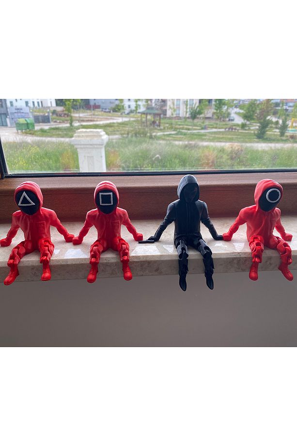 Squid Game Front Man ve Muhafız Seti, 3D Baskı Squid Game Askerleri 4'lü Set - 5