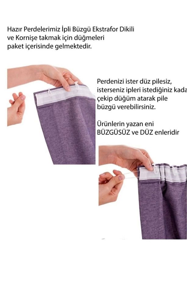 Kadife Dokulu Açık Gri Ekstrafor Büzgülü Yüksek Kalite Fon Perde Tek Kanat - 6