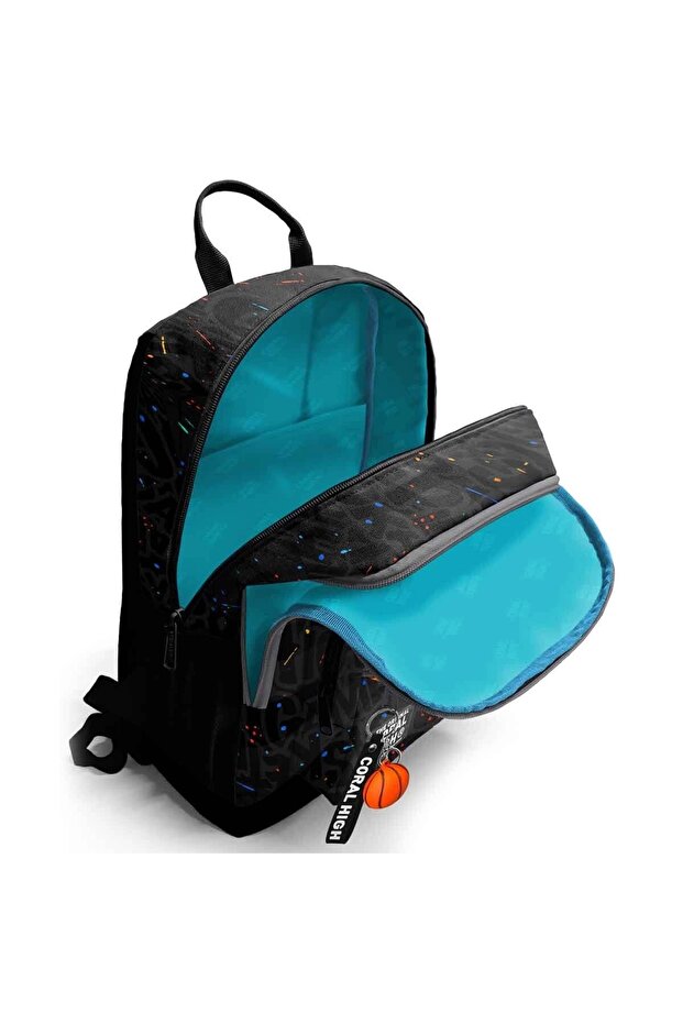 حقيبة ظهر مدرسية بنمط كرة السلة باللون الرمادي موديل 23643 - 2