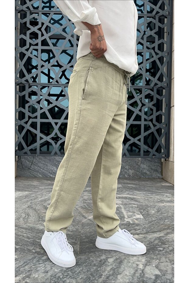 Regular Kalıp %100 Keten Pantolon - 3