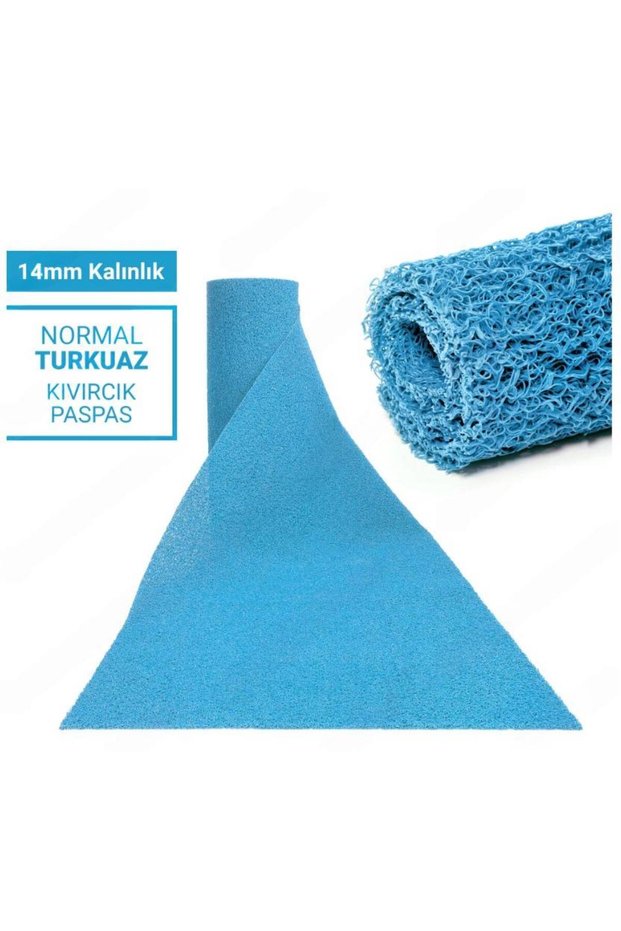 100X1500Cm Turquoise Curly Mats-Carpet Non-Slip Runner Lidia 14mm
