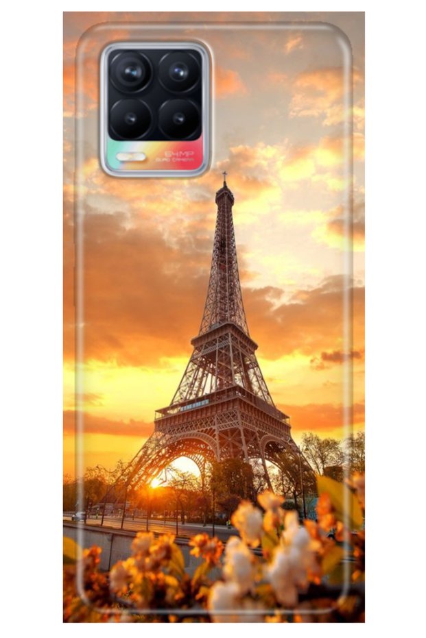Realme 8 / Realme 8 Pro Case Colorful Flexible Silicone Themed Patterned Tpu Eiffel