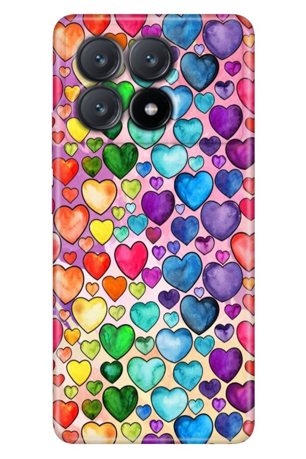 Xiaomi Poco X6 Pro Case Colorful Flexible Silicone Themed Patterned Tpu Heart Drawing