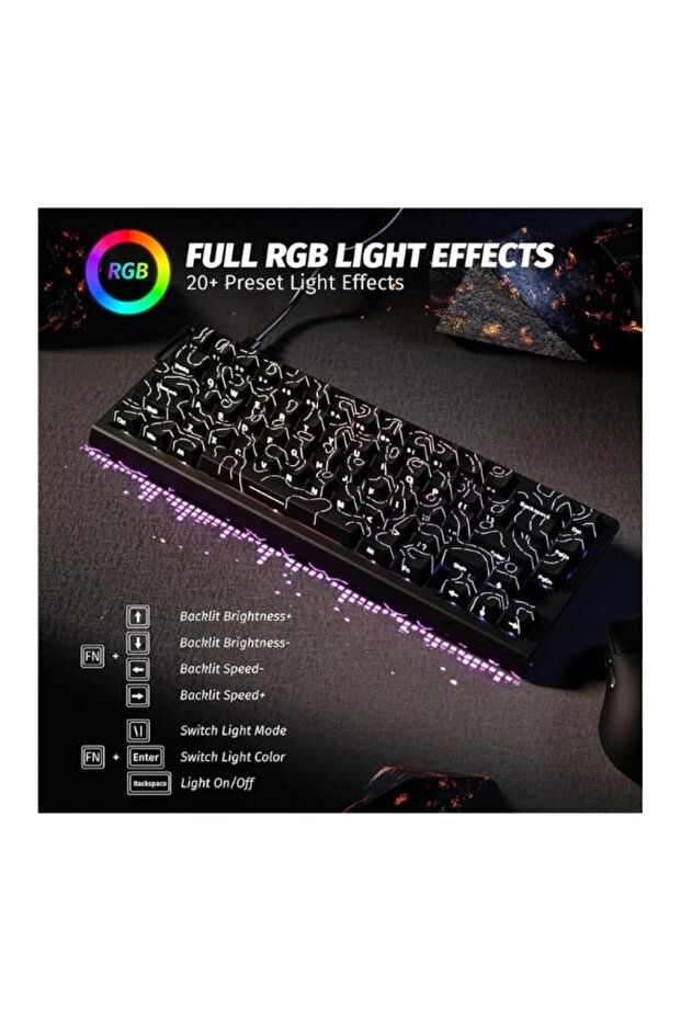 Attack Shark X68HE Rapid Trigger 0.125ms Manyatik Switch RGB App Uygulamalı Gaming Oyuncu Klavye - 6