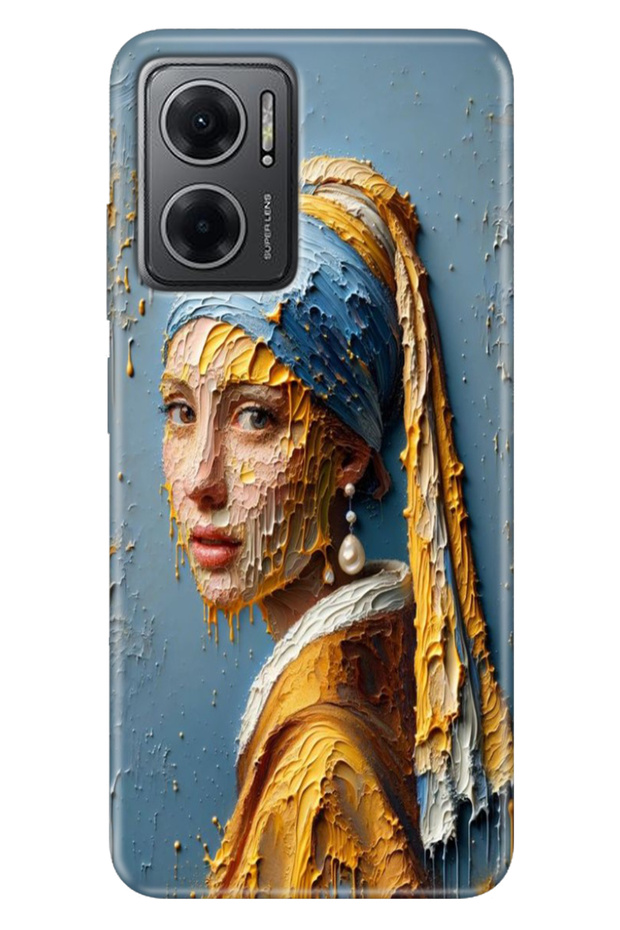 Xiaomi Redmi Note 11E Case Colorful Special Themed Patterned Silicone Tpu with Pearl Earring