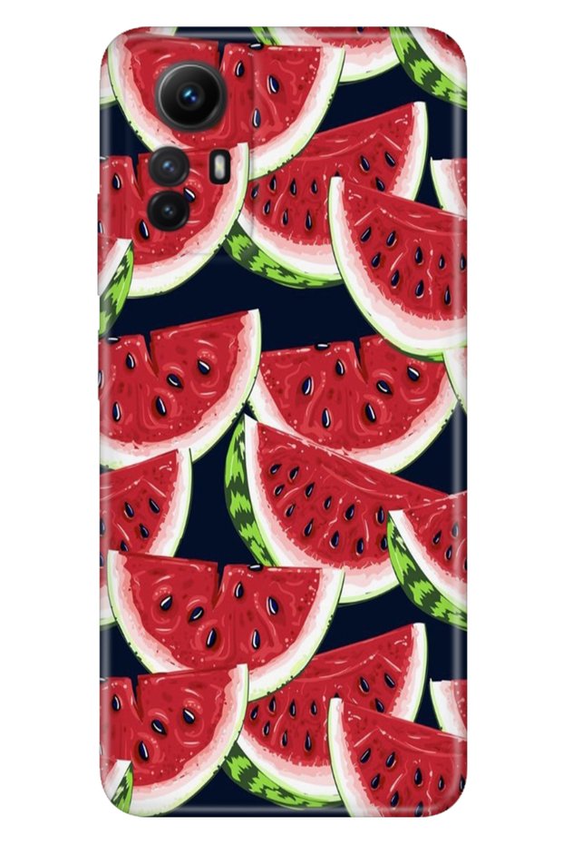 حافظة هاتف Xiaomi Redmi Note 12S مصنوعة من السيليكون بتصميم مطبوع ملون على شكل بطيخ