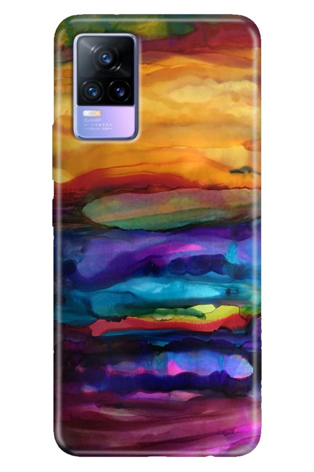 Vivo V21 Case 6.44 Inc Patterned Silicone Flexible Compatible Cover Watercolor