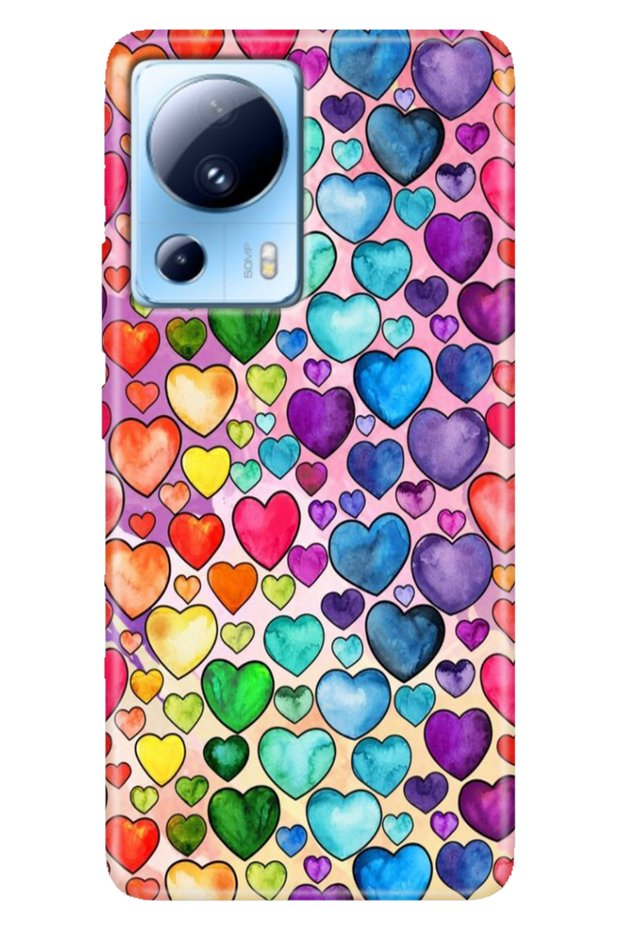 Xiaomi Mi 13 Lite Case Patterned Mi 13 Lite Design Silicone Heart Drawing
