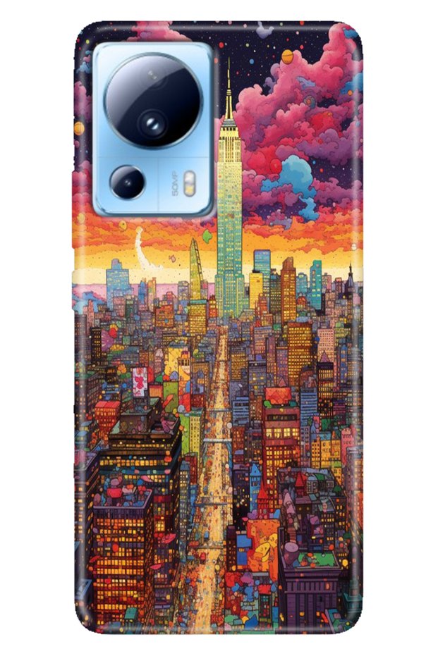 Xiaomi Mi 13 Lite Case Patterned Mi 13 Lite Design Silicone Retro Newyork