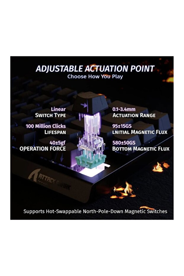 Attack Shark X68HE Rapid Trigger 0.125ms Manyatik Switch RGB App Uygulamalı Gaming Oyuncu Klavye - 3