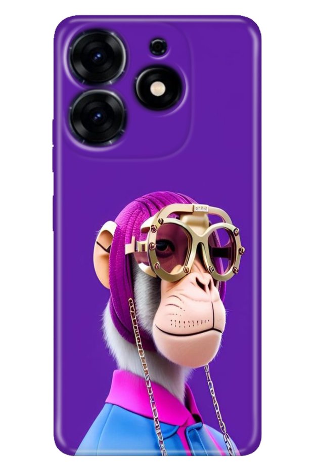Tecno Spark 20 - 20C Case Colorful Themed Patterned Tpu Style Silicone Monkey