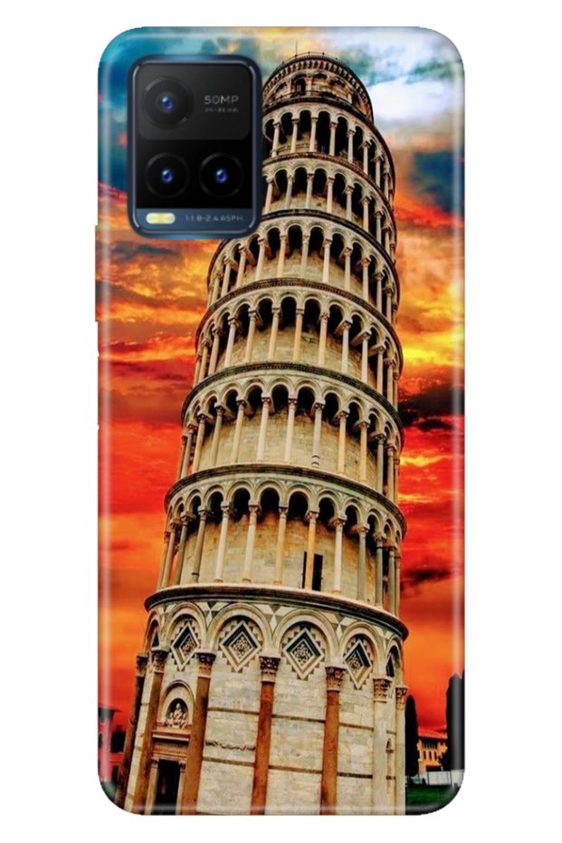 Vivo Y21S Compatible Cover Case Colorful Tpu Uv Printed Patterned Silicone Pizza Tower