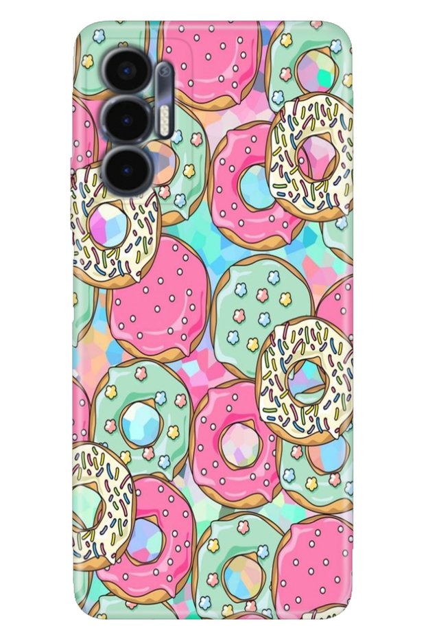 Tecno Pova 3 Case (Lf7N) Compatible Colorful Print Pattern Flexible Silicone Donut