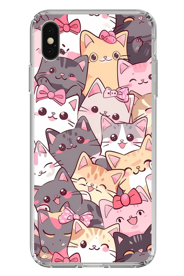 Cute Cats Transparent Silicone Case Compatible with iPhone X / XS
