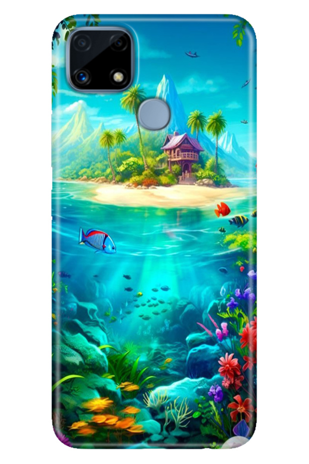 Realme C25 Case Patterned Silicone Colorful Phone Case İsland