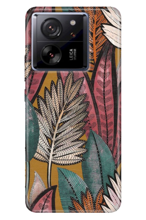 Xiaomi Mi 13t - 13t Pro Case Colorful Pattern Printing Design Silicone Leaves