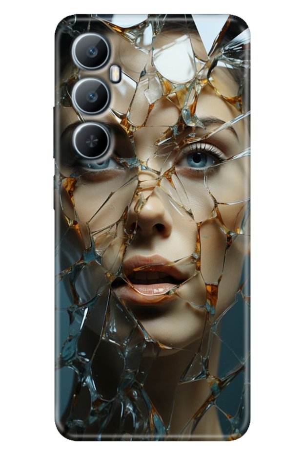 Realme C65 Case (Rmx3910) Compatible Colorful Printed Silicone Broken Glass