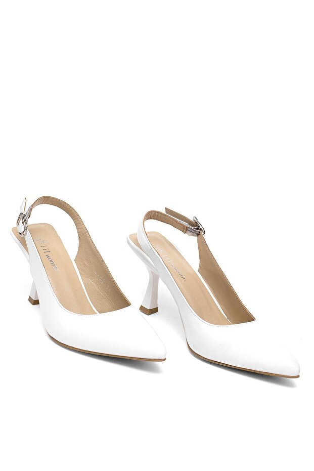Elit Calissa Women's Genuine Leather Classic Heeled Shoes White