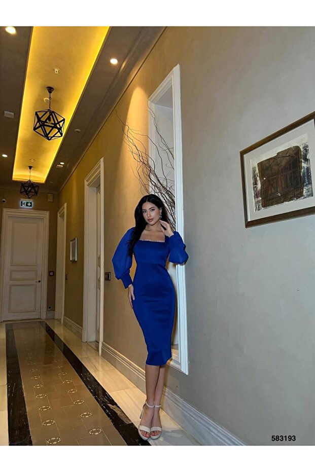 Skuba Fabric Dress Cobalt Blue 583193