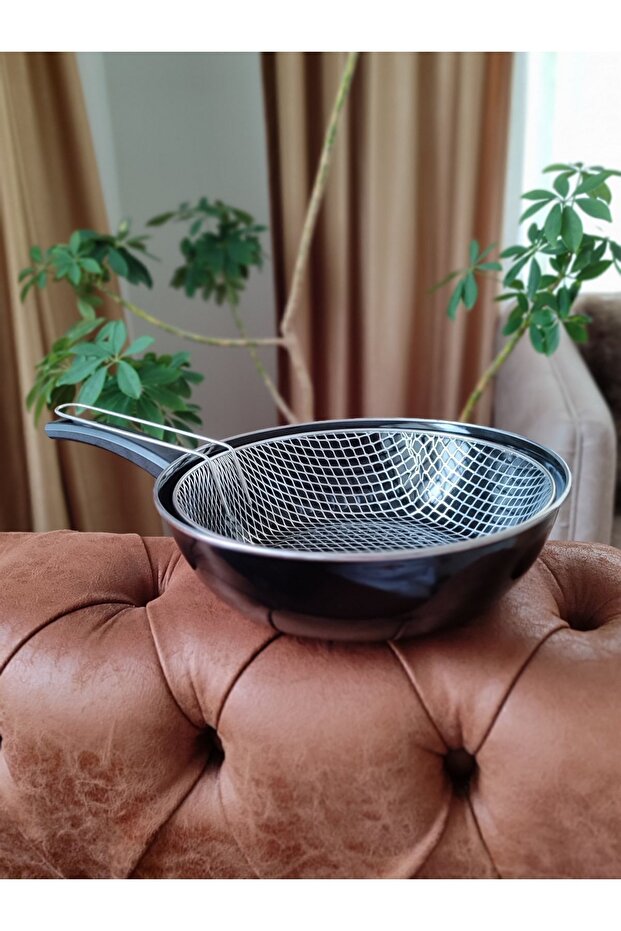 Enamel 26cm Chips Frying Pan Fritoz Wok Pan