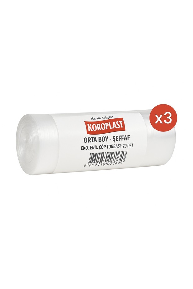 Eko Endüstriyel Orta Boy Şeffaf Çöp Poşeti 20 X 3 Adet - 1