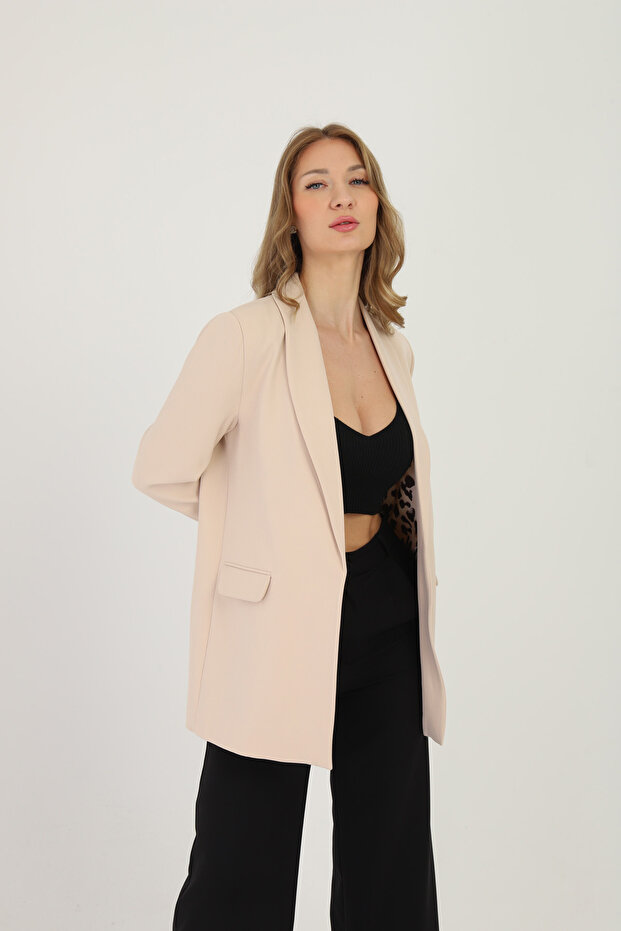 Women's Lining Leopard Patterned Beige Jacket - 3