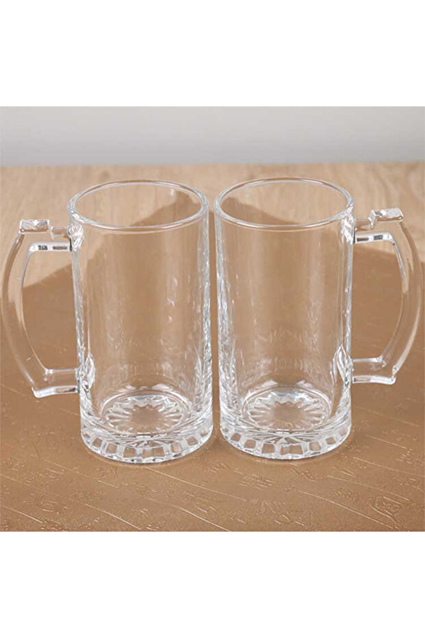 2 Pack Beer Glasses with Transparent Handles