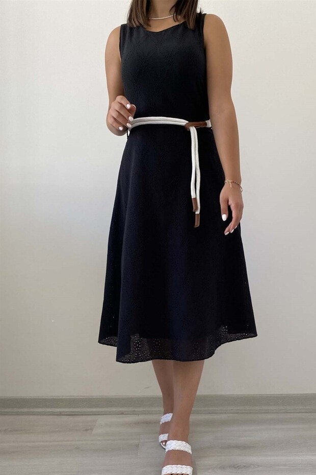 Belt Detail Fisto Bell Dress 26095