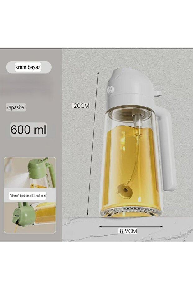 Double Function Large Size 600 ml Glass Sprayed Oil Pot - 2