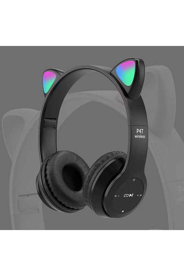 Bluetooth Kedi Kulaklık Kablosuz Led Işıklı Kız Erkek Çocuklar İçin Kulaklık İphone11 Uyumlu - 1