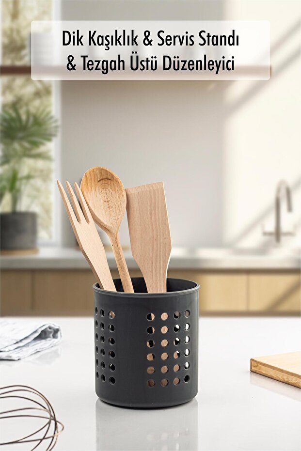 Smoked Cylinder Vertical Cutlery Holder & Countertop Organizer & Serving Stand