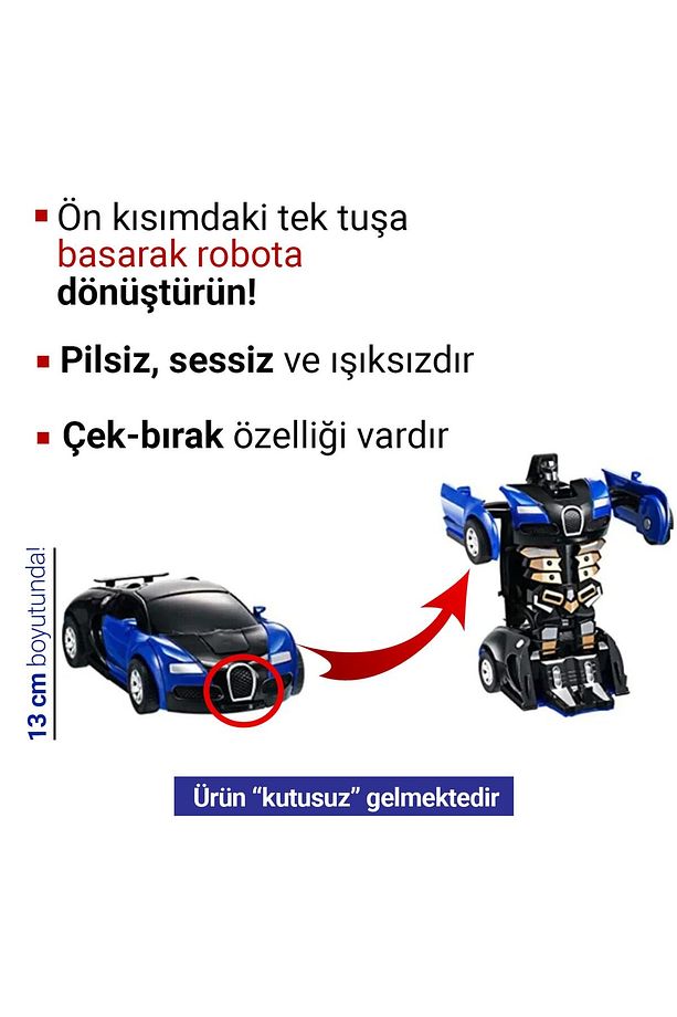 Robot Çek Bırak Araba - Kendinden Robota Dönüşebilen Araba - 1 Adet - 2