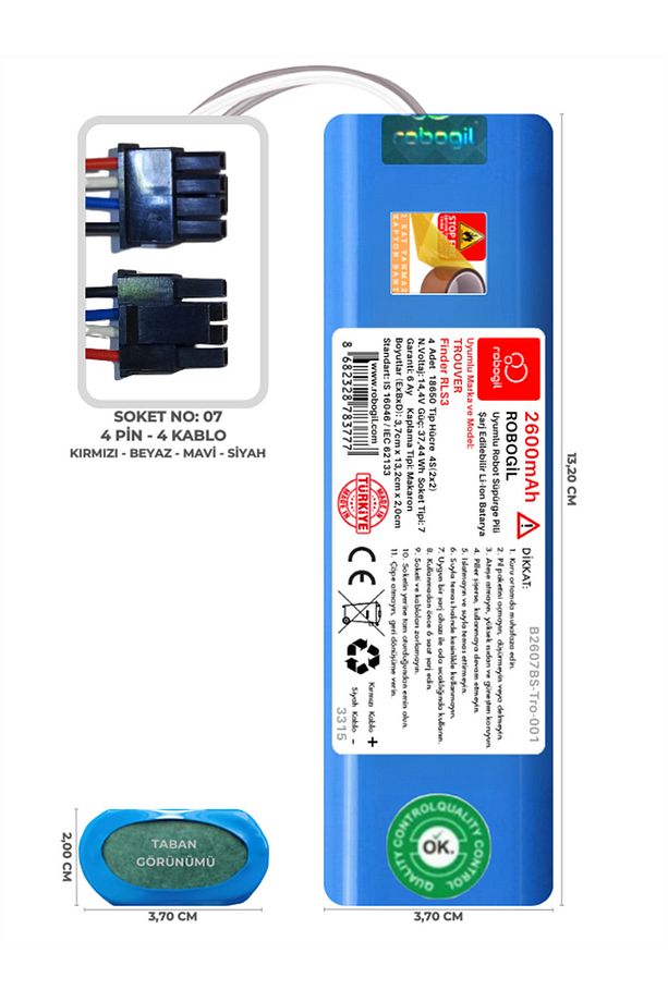 Trouver Finder Rls3 2600mah Pili Uyumlu Robot Süpürge Bataryası B2607bs-tro-001 - 1