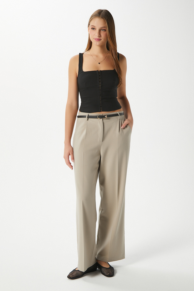 Women's City Elastic Waist Poly Viscose Stone Woven Trousers
