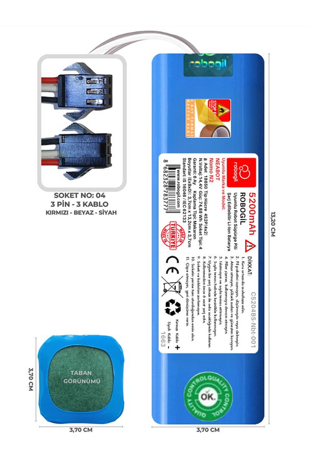 Neabot Nomo N2 5200mah Uyumlu Bataryası Robot Süpürge Pili / Bataryası C5204m-nbt001 - 1