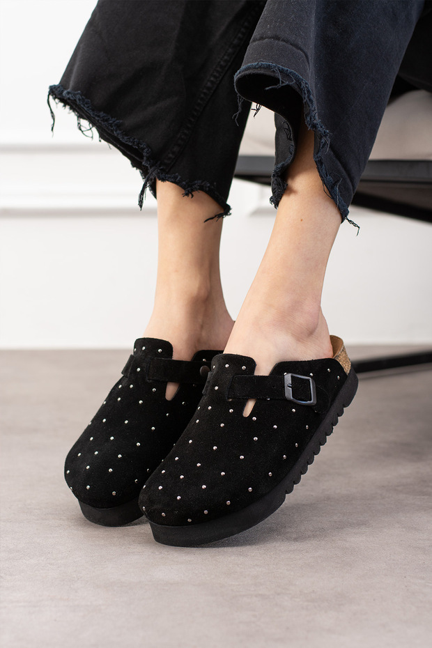 Oslo Genuine Leather Cork Sole Dropped Orthopedic High Eva Women's Slippers