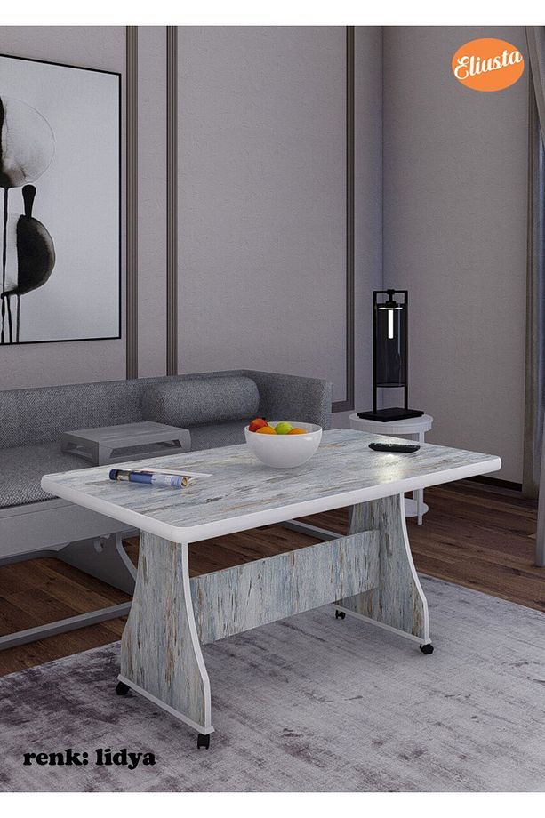 Tekerlekli Mdf Masa %100 Mdf Orta Sehpa Salon Sehpa - 3