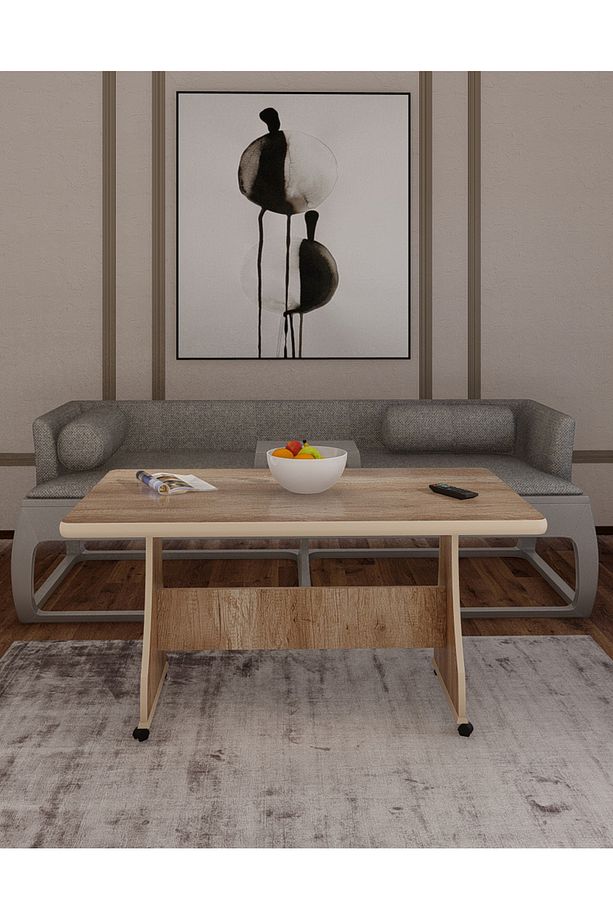 Eliusta Tekerlekli Mdf Masa %100 Mdf Orta Sehpa Salon Masa Sehpa - 1