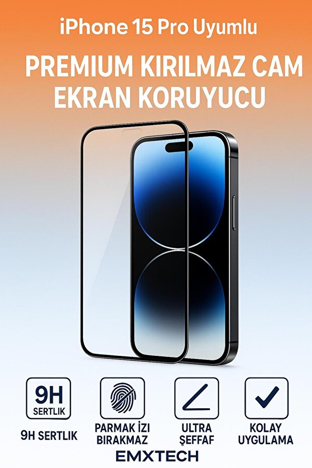 واقي شاشة زجاجي فاخر متوافق مع هاتف iPhone 15 Pro
